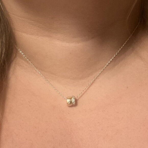 Neiman Marcus 14k Gold Plated CZ Rondelle Necklace - Picture 3 of 5